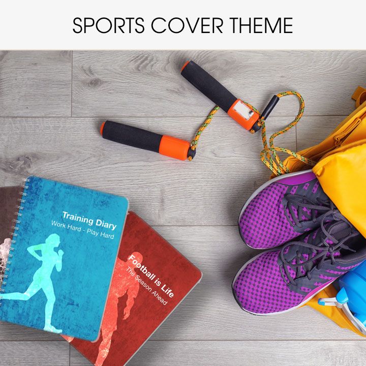 Personalised diaries and notebooks with sports covers