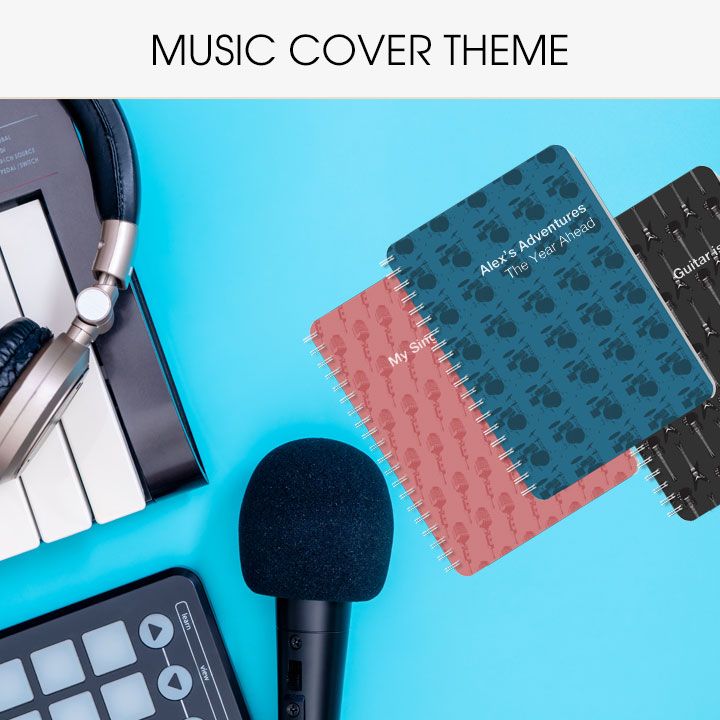 Personalised diaries and notebooks with music covers