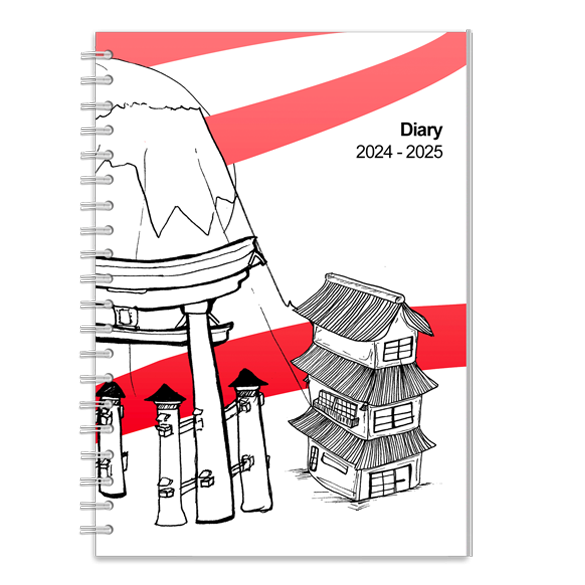 Mid-Year Acdemic Diary with hand drawn style Tokyo cityscape