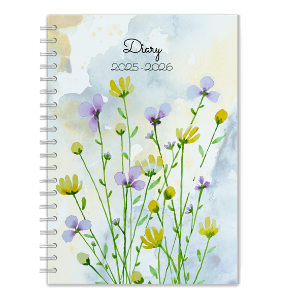 Mid-Year Academic Diary with spring flowers in Watercolour as illustration