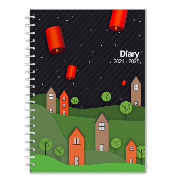 Paper Town diary cover with laterns in the background