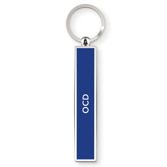 Quirky 'OCD' message on blue keyring